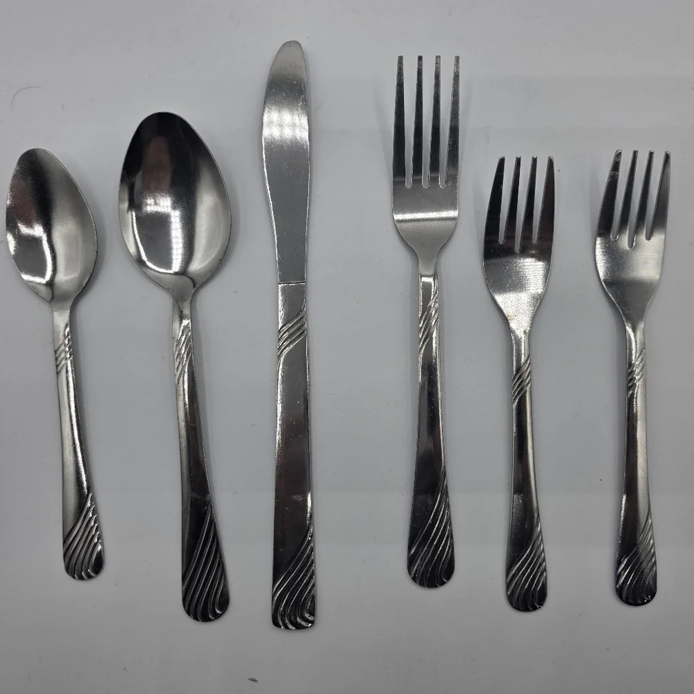 Mainstays Swirl Stainless Steel 1 Piece Setting Utensils Eating Dinner
